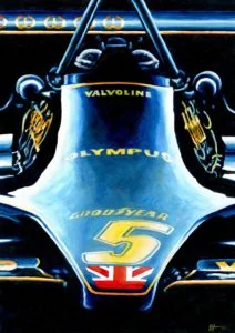 Lotus vintage painting f1 teams with Mario Andretti driving