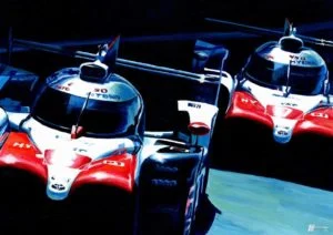 Lemans Toyota LMP1 winners, poster with both cars