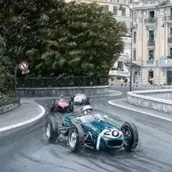 Vintage Formula 1 racing with Stirling Moss driving on Monaco