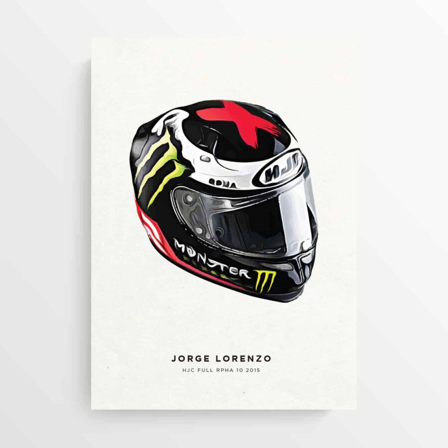 Jorge Lorenzo HJC Helmet MotoGP Motorcycle Poster Motorbike, Spanish Jorge Lorenzo