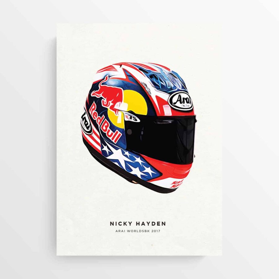 Nicky Hayden 2017 Helmet, Kentucky Kid, 69 Moto GP Honda Motorcycle Poster Print Portrait MotoGP Art