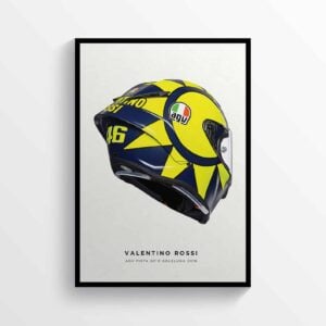 Valentino Rossi 2019 VR46 Moto GP Helmet Motorcycle Poster Motorbike from the MotoGP Gifts store collection.