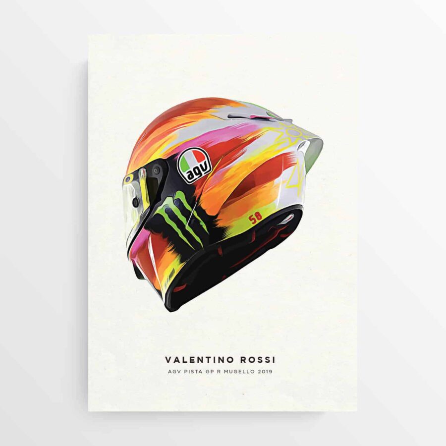 Valentino Rossi Mugello 2019 VR46 Moto GP Helmet Motorcycle Poster Motorbike MotoGP Art