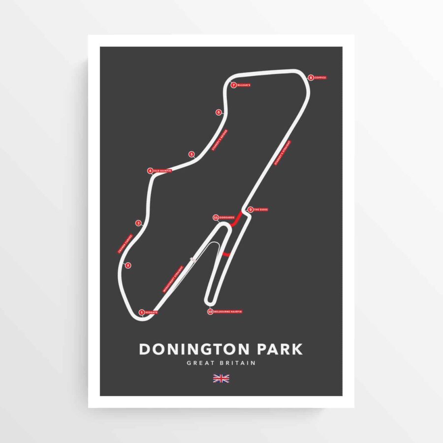 Donington Park, British Grand Prix, Formula 1, British Superbike Racing Track Poster F1 Art