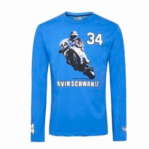 T-SHIRT 3501-02 Longsleeve Bike MotoGP Kevin Schwantz 34 Blue  by Motorsport Merchandise