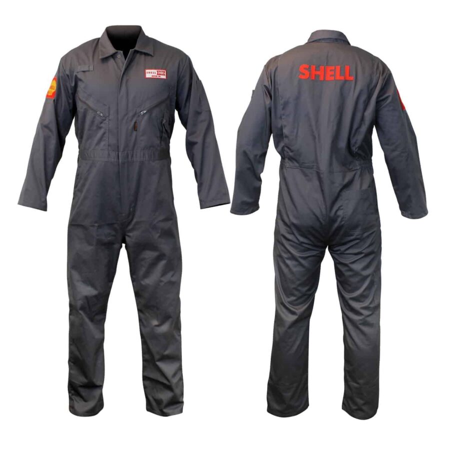 OVERALLS Shell Motor Oil Coverall Retro Heritage Boiler Suit Grey Automotive