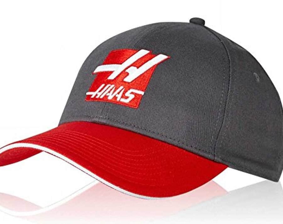 CAP Haas F1 Racing USA Formula One Team 1 Red Embroidered H Logo Dark Grey F1 Caps