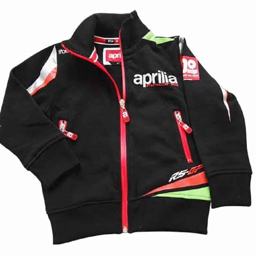 SWEATSHIRT Aprilia Racing Full Zip kids Bike MotoGP childrens Black Aprilia Racing