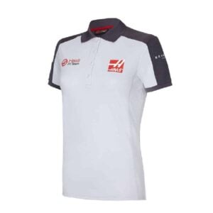 POLO Formula One 1 Womens Haas F1 Team USA ladies PoloShirt White & Grey  by Motorsport Merchandise