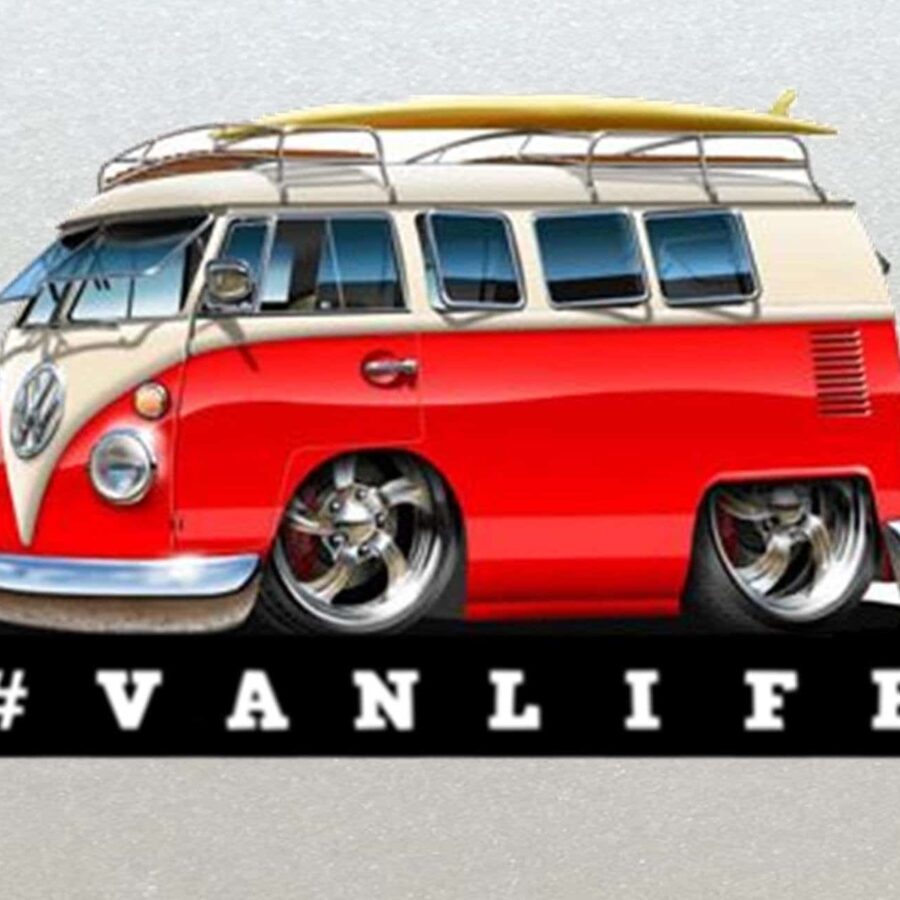 2 x #VANLIFE VW Camper Van Stickers (Laminated) Water Resistant (100mm) - Transporter, T4, T5 Splitscreen etc. (Laminated High Quality) Sports Car Racing Gifts