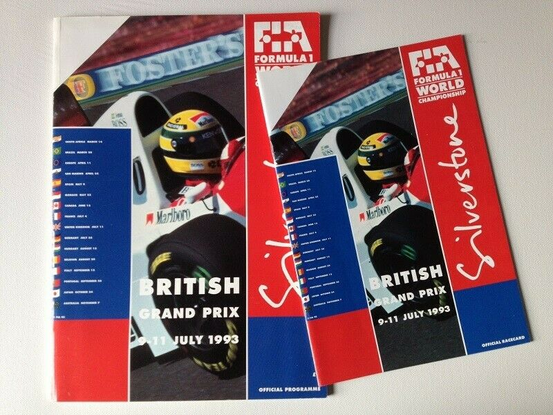 1993 British GP Race Programme Signed by Barrichello / Alesi / Boutsen / Berger Formula 1 Memorabilia