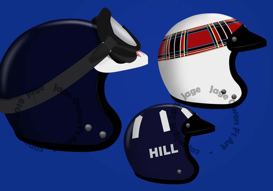 F1 Drivers 1960s Helmet Stickers Stewart Hill Clark Brabham Gurney - Scuderia GP F1 Accessories