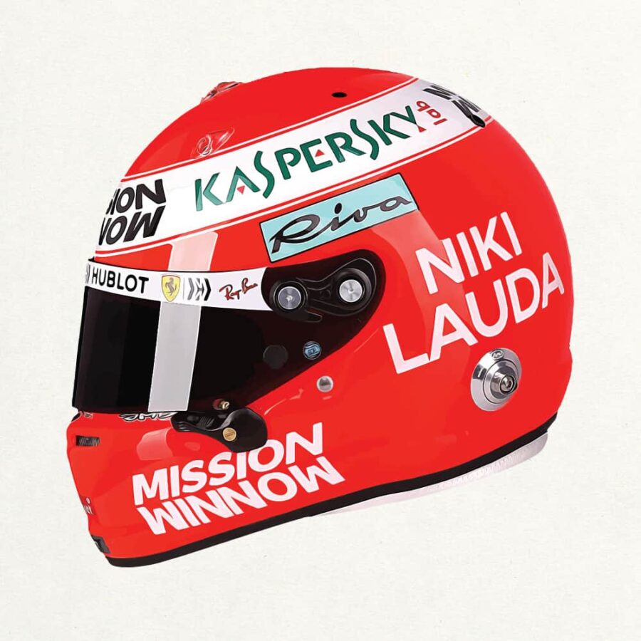 Sebastian Vettel 2019 Niki Lauda Tribute Helmet Formula 1 F1, Grand Prix Poster Racing Print F1 Art