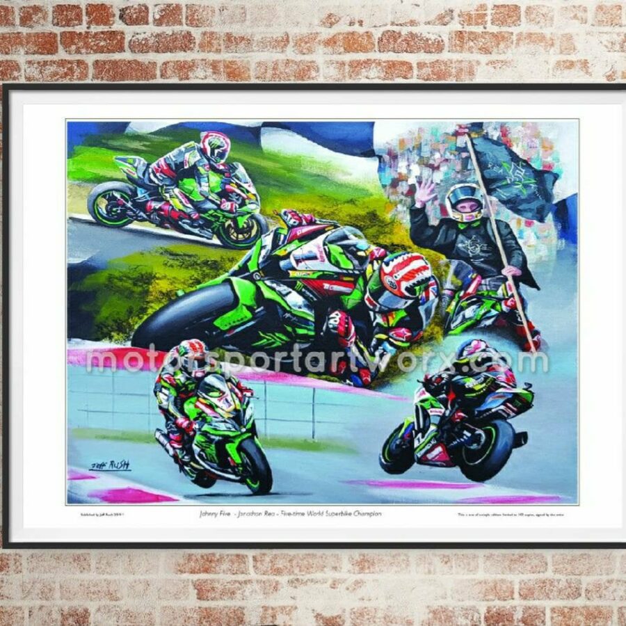 Jonathan Rea Limited edition art print by Jeff Rush Motorcycle racing poster Road racing poster WSB poster gifts for bikers MotoGP Art