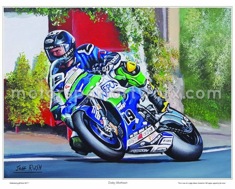 Daley Mathison limited edition art print by Jeff Rush Motorcycle racing poster Road racing poster TT poster gifts for bikers MotoGP Art