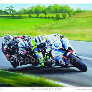 William and Michael Dunlop, limited edition art print by Jeff Rush Motorcycle racing poster Road racing poster TT poster gifts for bikers  by Motorsport Artworx