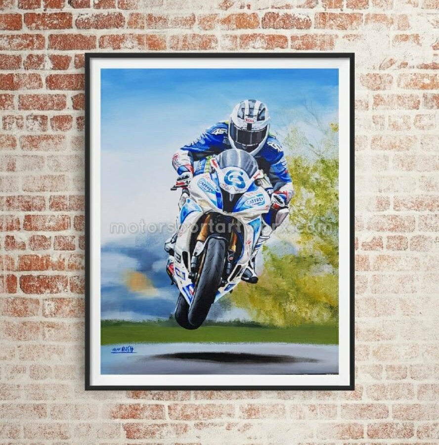 William Dunlop limited edition print by Jeff Rush Motorcycle racing poster isle of man TT poster road racing poster motorbike wall art MotoGP Art