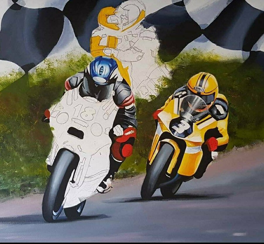 Paul Robinson & Gary Dunlop Limited edition art print by Jeff Rush road racing poster motorcycle poster motorbike art Sports Car Racing Art