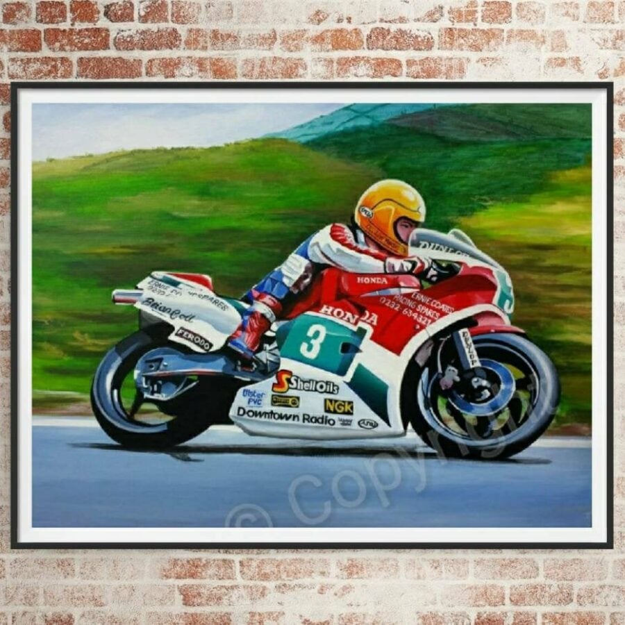 Joey Dunlop limited edition art print by Jeff Rush motorcycle poster gifts for bikers bike racing poster motorcycle art isle of man tt art Vintage