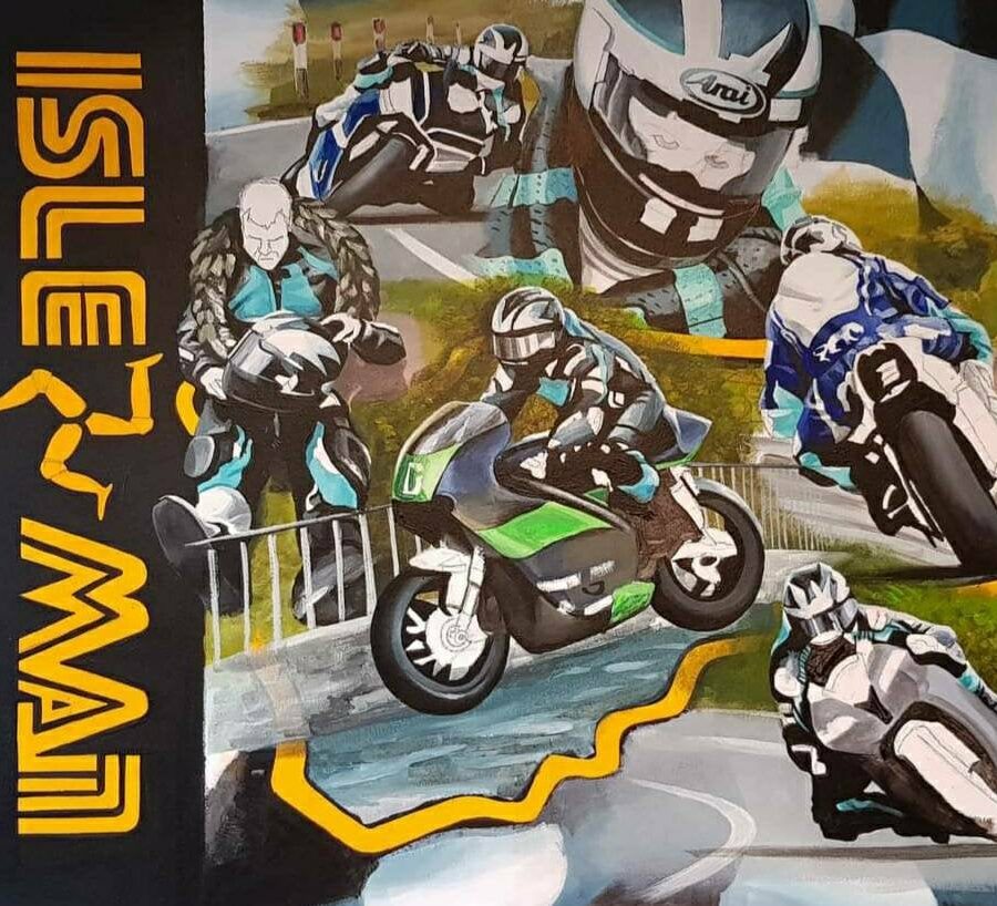 Michael Dunlop limited edition art print by Jeff Rush motorcycle poster motorbike art bike racing art road racing painting gifts for dads Michael Schumacher