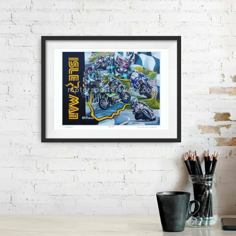 Michael Dunlop limited edition art print by Jeff Rush motorcycle poster motorbike art bike racing art road racing painting gifts for dads Michael Schumacher
