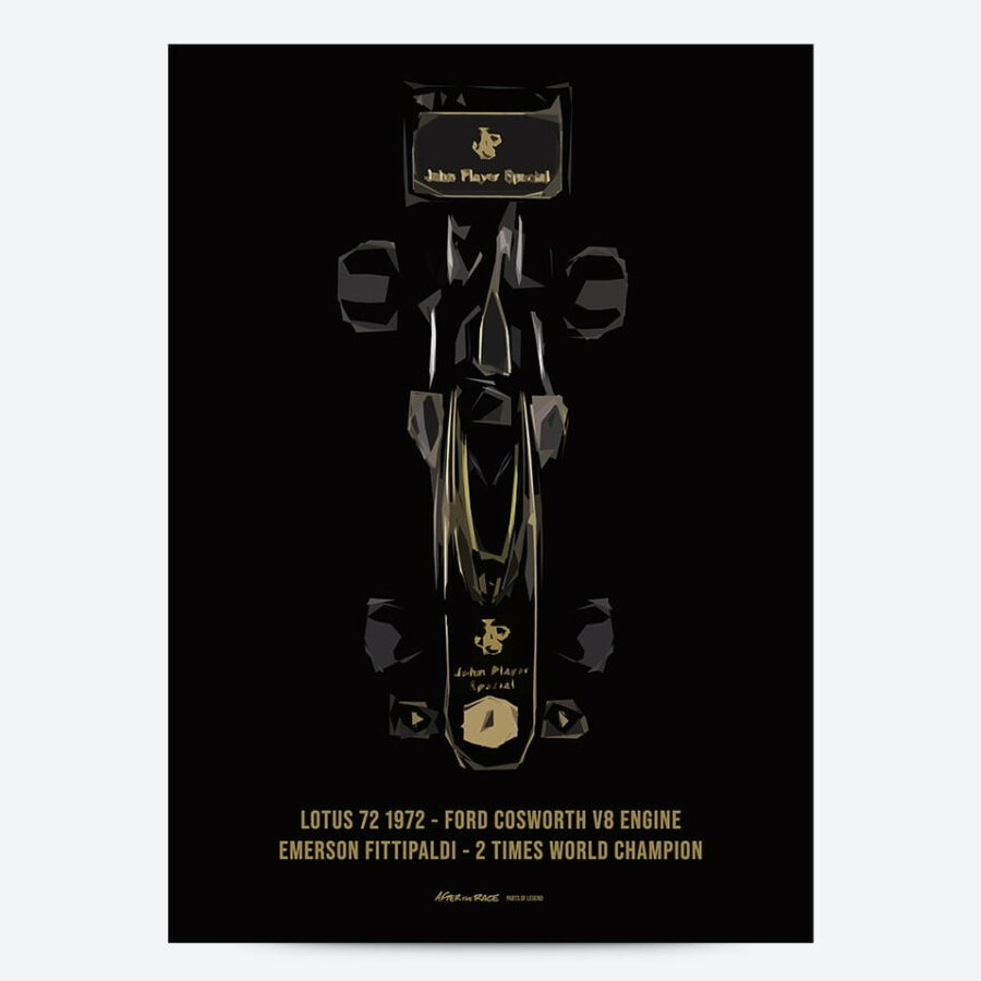 LOTUS 72 1972 - FORD COSWORTH V8 ENGINE EMERSON FITTIPALDI - 2 TIMES WORLD CHAMPION from the F1 Canvas store collection.