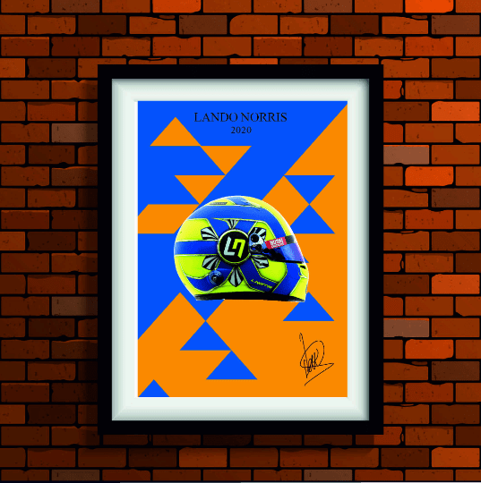 Lando Norris McLaren Formula 1 2020 Helmet Poster Print Automotive