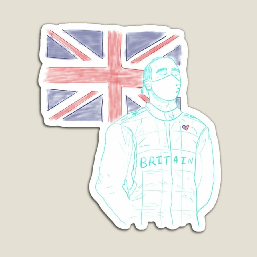 Lewis Hamilton wearing Britain with UK Flag - F1 Championship F1 Flags