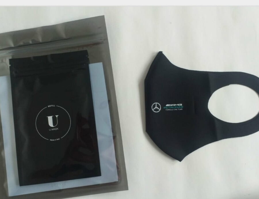 NOW SOLD-Hamilton Mercedes issue new face mask Formula 1 Memorabilia