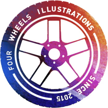 Logo Four wheels illustrations shop