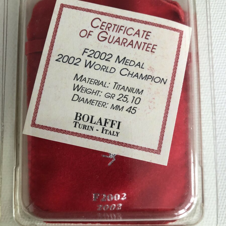 Official Ferrari F1 World Championship 2002 Titanium Medal / Coin + COA F1 Accessories