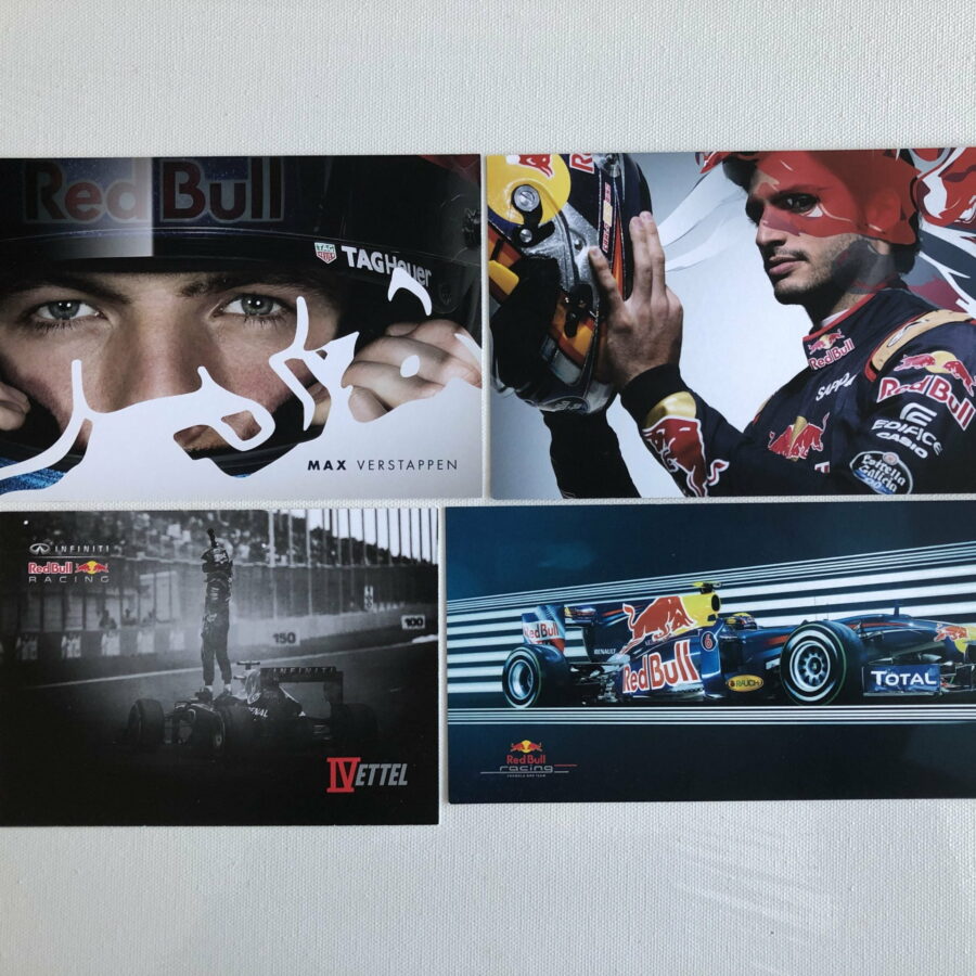 Set of 4 Red Bull Racing / Toro Rosso Driver Cards / Post Cards F1 Accessories