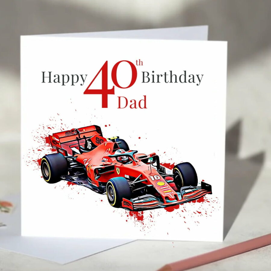 Ferrari Formula One F1 Birthday Card Personalise with Age and Name Charles Leclerc