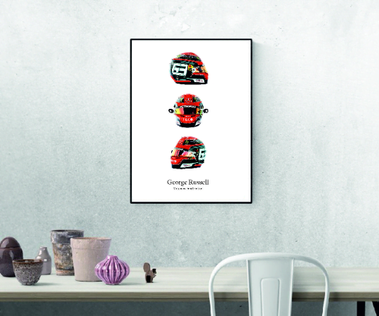 George Russell Mercedes helmet prints X3 Formula One poster F1 artwork f1 prints F1 Gifts