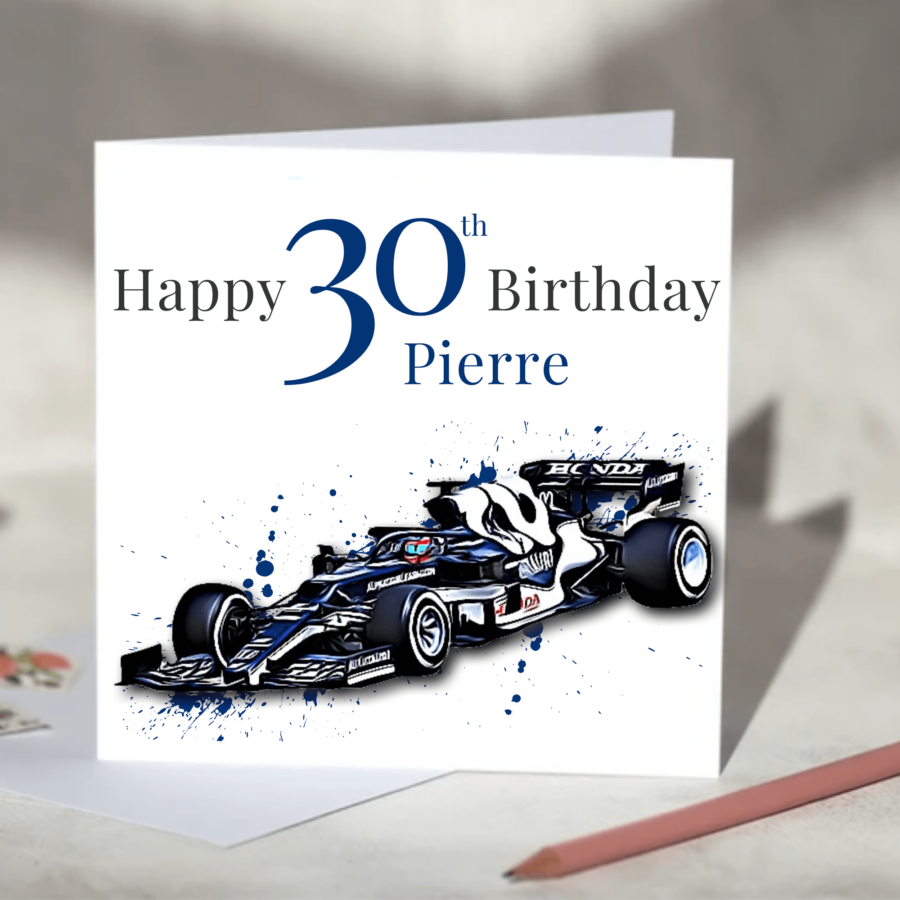 AlphaTauri Formula One Team F1 Birthday Card Personalise with Age and Name F1 Art