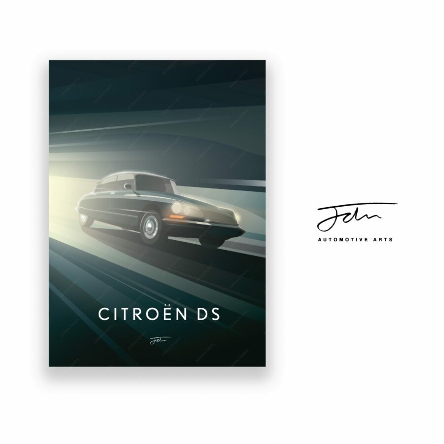 Citroen DS Art Illustration Poster, Artwork, Wallart, Print, Gift, Automotive Automotive