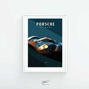 Porsche 917 Le Mans Art Illustration Poster, Artwork, Wallart, Print, Gift, Automotive  by John Auto Arts