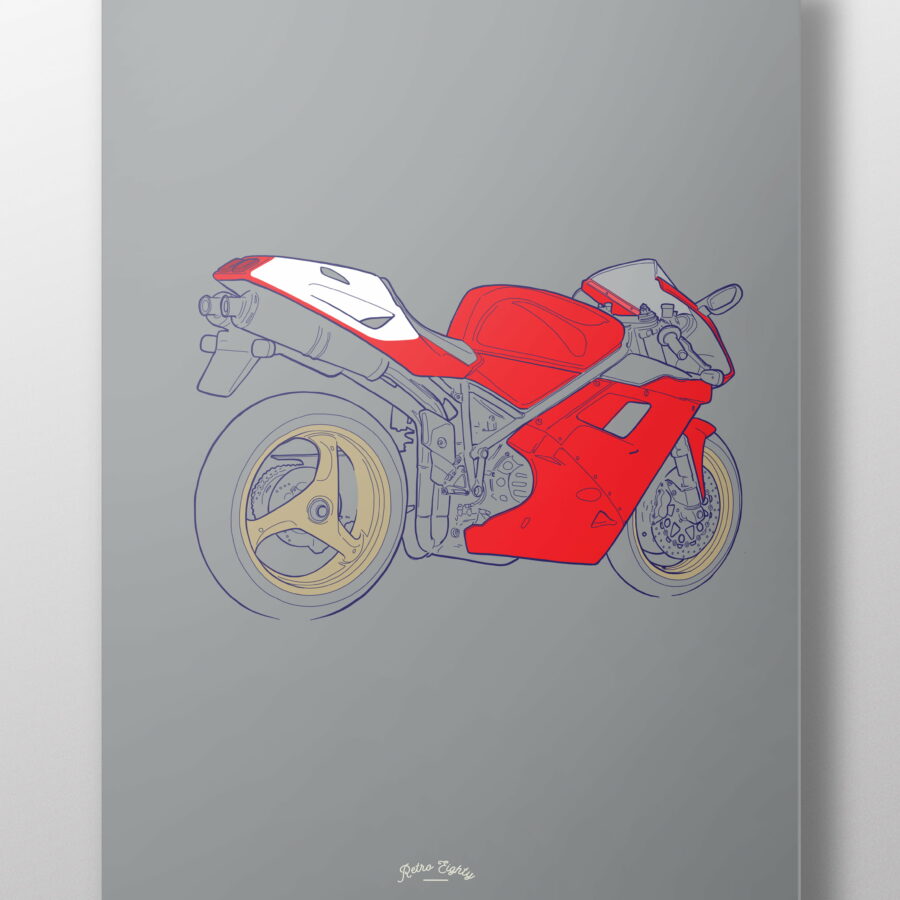 1990's Italian V-Twin Superbike - Poster Print Automotive