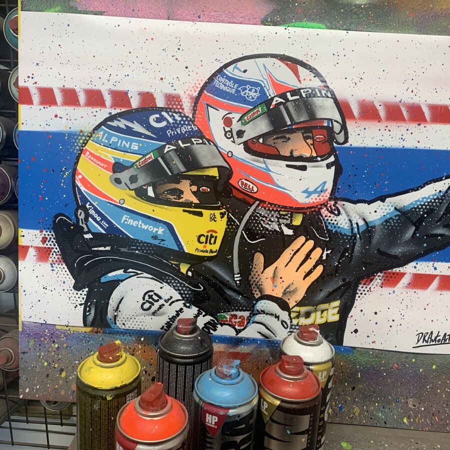 Esteban Ocon & Fernando Alonso, Alpine - Graffiti Painting from the Renault Sport F1 Team store collection.