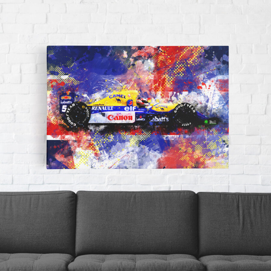 Nigel Mansell in his 1992 Williams Renault FW14B Canvas wall art F1 Art