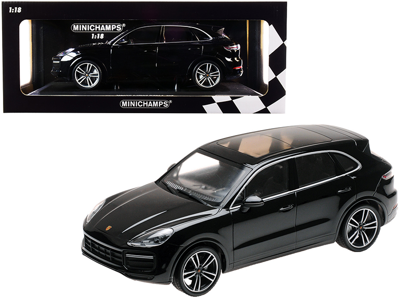 2017 Porsche Cayenne Turbo S Black Limited Edition to 504 pieces Worldwide 1/18 Diecast Model Car by Minichamps Automotive