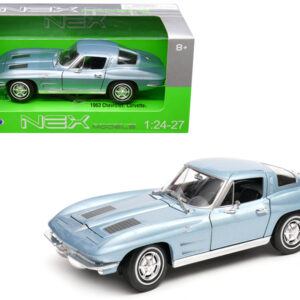 1963 Chevrolet Corvette Light Blue Metallic 1/24-1/27 Diecast Model Car by Welly Sports Car Racing Collectibles by Diecast Mania