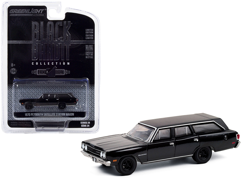 1970 Plymouth Satellite Station Wagon "Black Bandit" Series 24 1/64 Diecast Model Car by Greenlight Automotive