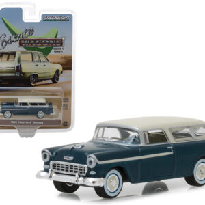 1955 Chevrolet Nomad Glacier Blue with Cream Top "Estate Wagons" Series 1 1/64 Diecast Model Car by Greenlight  by Diecast Mania