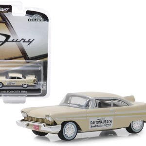 1957 Plymouth Fury Cream "Daytona Beach Speed Weeks February 3-17" (1957) "Hobby Exclusive" 1/64 Diecast Model Car by Greenlight  by Diecast Mania