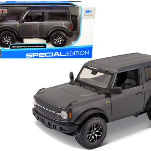 2021 Ford Bronco Badlands Gray Metallic with Black Top "Special Edition" 1/24 Diecast Model Car by Maisto  by Diecast Mania