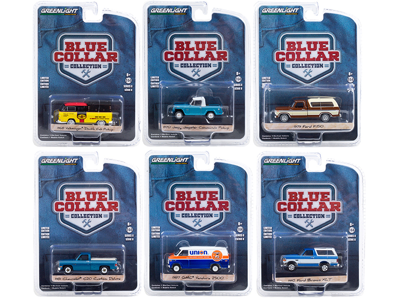 "Blue Collar Collection" Set of 6 pieces Series 8 1/64 Diecast Model Cars by Greenlight Automotive
