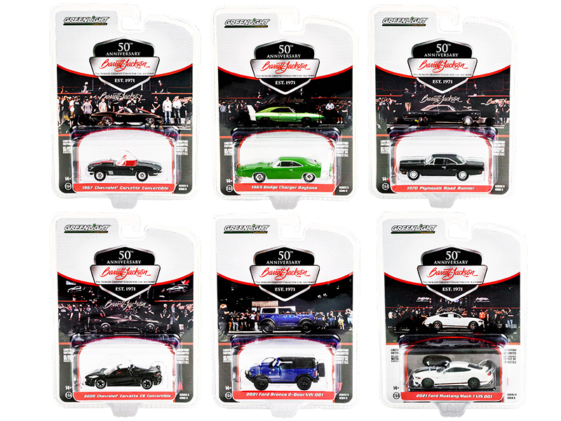 Barrett Jackson "Scottsdale Edition" Set of 6 Cars Series 8 1/64 Diecast Model Cars by Greenlight Automotive