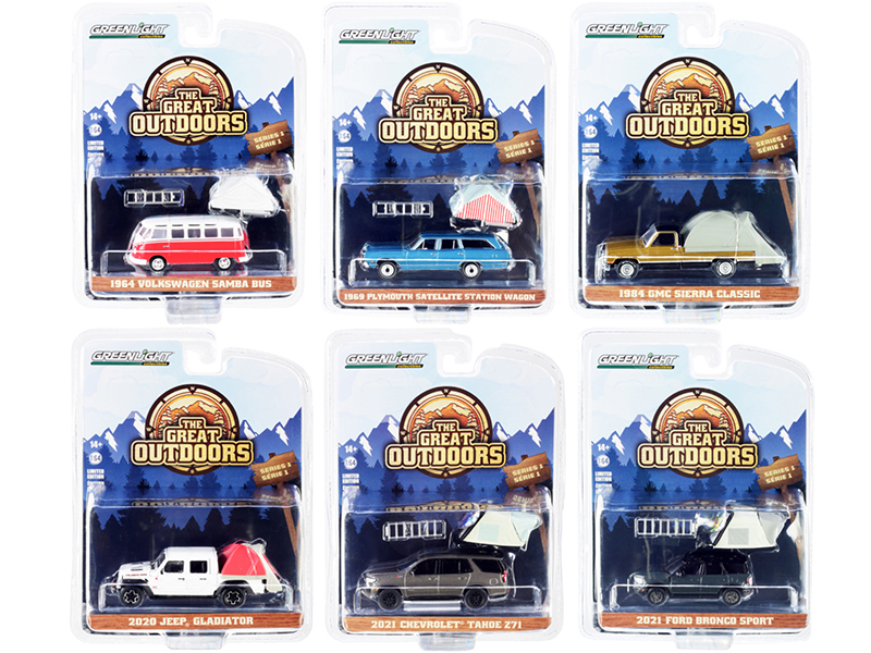 "The Great Outdoors" Set of 6 pieces Series 1 1/64 Diecast Model Cars by Greenlight Automotive