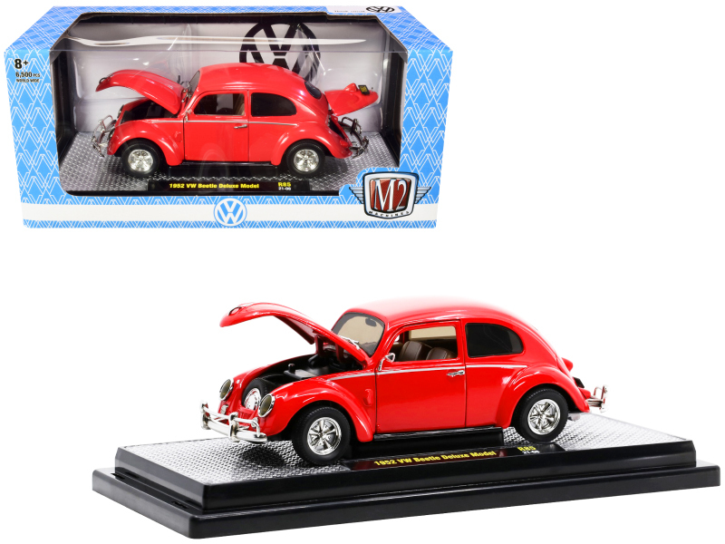 1952 Volkswagen Beetle Deluxe Bright Red Limited Edition to 6500 pieces Worldwide 1/24 Diecast Model Car by M2 Machines Automotive
